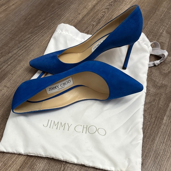EUC Worn once. Jimmy Choo Romy 85 Vibrant Blue suede shies. Size 7 - Picture 3 of 6